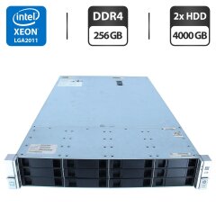 Сервер HP ProLiant DL380 Gen9 (4 LFF) 2U Rack / 2x Intel Xeon E5-2680 v4 (14 (28) ядра по 2.4 - 3.3 GHz) / 256 GB DDR4 / 4000 GB HDD (SAS) / RAID HP Smart Array P440ar / 2x 500W