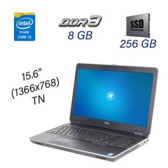 Ноутбук Б класс Dell Latitude E6540 / 15.6" (1366x768) TN / Intel Core i5-4310M (2 (4) ядра по 2.7 - 3.4 GHz) / 8 GB DDR3 / 256 GB SSD / NO WebCam / DVD-RW / Intel HD Graphics 4600