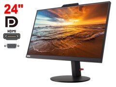 Монитор Lenovo ThinkVision T24v-10 / 24" (1920x1080) IPS / 1x HDMI, 1x VGA, 1x DisplayPort, 2x USB 3.0, 1x Type-B, 1x Audio / WebCam / VESA 100x100 / Встроенные колонки 2x 3W + Кабель USB to Print 3.0 NEW
