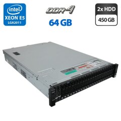 Сервер Dell PowerEdge R730xd 24SFF 2U Rack / 2x Intel Xeon E5-2667 v4 (8 (16) ядер по 3.2 - 3.6 GHz) / 64 GB DDR4 / 2x 450 GB HDD (SAS) / Matrox G200eR2 / 2x 750W