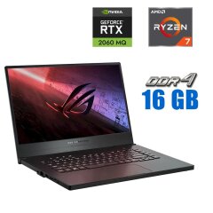 Ігровий ноутбук Б-клас Asus ROG Zephyrus G15 GA502I / 15.6" (1920x1080) IPS / AMD Razen 7 4800H (8 (16) ядер по 2.9 - 4.2 GHz) / 16 GB DDR4 / 512 GB SSD M.2 / nVidia GeForce RTX 2060 Max-Q, 6 GB GDDR6, 192-bit / WebCam 