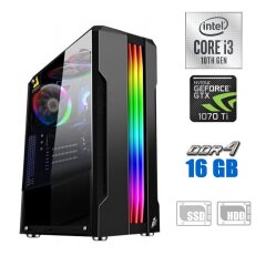 Игровой ПК / Intel Core i3-10100F (4 (8) ядра по 3.6 - 4.3 GHz) / 16 GB DDR4 / 120 GB SSD + 500 GB HDD / nVidia GeForce GTX 1070 Ti, 8 GB GDDR5, 256-bit / 600W