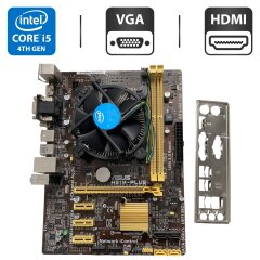 Комплект: Материнская плата Asus H81M-Plus / Intel Core i5-4570 (4 ядра по 3.2 - 3.6 GHz) / Socket LGA 1150 / Задняя заглушка