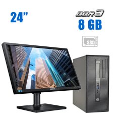 Комплект ПК: HP ProDesk 600 G1 Tower / Intel Core i3-4130 (2 (4) ядра по 3.4 GHz) / 8 GB DDR3 / 240 GB SSD / Intel HD Graphics 3100 + Монитор Samsung S24E650PL / 24" (1920x1080) PLS / VGA, HDMI, DP + Клавиатура и мышь