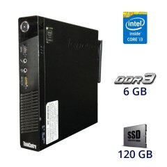 Неттоп Lenovo ThinkCentre M73 Tiny / Intel Core i3-4160 (2 (4) ядра по 3.6 GHz) / 6 GB DDR3 / 120 GB SSD / USB 3.0 / Integrated Wi-Fi