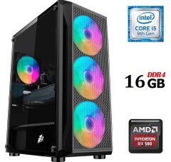 Новый игровой ПК Dtop Gaming i598 Tower / Intel Core i5-9400F (6 ядер по 2.9 - 4.1 GHz) / 16 GB DDR4 / 480 GB SSD / AMD Radeon RX 580, 8 GB GDDR5, 256-bit / 500W