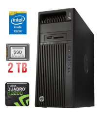 Рабочая станция HP Workstation Z440 Tower / Intel Xeon E5-2680 v3 (12 (24) ядер по 2.5 - 3.3 GHz) / 32 GB DDR4 ECC / 2000 GB SSD NEWD / nVidia Quadro K2200, 4 GB GDDR5, 128-bit / 700W / DVD-RW / DVI / DisplayPort