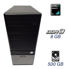 Системный блок Asus Vento Tower / AMD Athlon II X3 435 (3 ядра по 2.9 GHz) / 8 GB DDR3 / 500 GB HDD / GIGABYTE ATI RADEON HD 4600 RV 730 1 GB / 500W Q-Dion / GIGABYTE GA-MA770T-UD3P