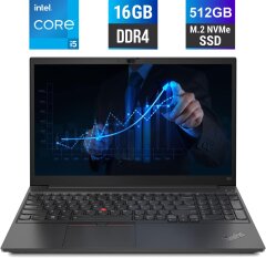 Ультрабук Б-клас Lenovo ThinkPad E15 Gen 2 / 15.6" (1920x1080) IPS / Intel Core i5-1135G7 (4 (8) ядра по 2.4 - 4.2 GHz) / 16 GB DDR4 / 512 GB SSD M.2 / Intel Iris Xe Graphics / WebCam / HDMI
