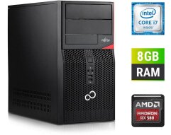 Игровой ПК Fujitsu Tower / Intel Core i7-6700 (4 (8) ядра по 3.4 - 4.0 GHz) / 8 GB DDR4 / 500 GB SSD + 1000 GB HDD / AMD Radeon RX 580, 8 GB GDDR5, 256-bit + Windows 10 в подарок