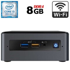 Неттоп Б-класс Intel NUC NUC8BEB USFF / Intel Core i3-8109U (2 (4) ядра по 3.0 - 3.6 GHz) / 8 GB DDR4 / 256 GB SSD M.2 / Intel Iris Plus Graphics 655 / USB 3.1 / HDMI / Wi-Fi + Блок питания