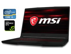 Игровой ноутбук Б-класс MSI GF63 Thin 8SC / 15.6" (1920x1080) IPS / Intel Core i5-8300H (4 (8) ядра по 2.3 - 4.0 GHz) / 8 GB DDR4 / 256 GB SSD / nVidia GeForce GTX 1650 Max-Q, 4 GB GDDR6, 128-bit / WebCam