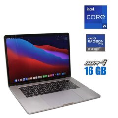 Ноутбук Б-клас Apple MacBook Pro A1990 / 15.4" (2880x1800) IPS / Intel Core i9-9880H (8 (16) ядер по 2.3 - 4.8 GHz) / 16 GB DDR4 / 480 GB SSD / AMD Radeon Pro 560X, 4 GB GDDR5, 128-bit / WebCam / macOS