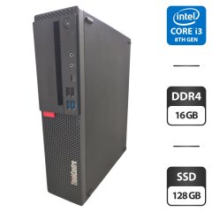 Компьютер Lenovo ThinkCentre M720s SFF / Intel Core i3-8100 (4 ядра по 3.6 GHz) / 16 GB DDR4 / 128 GB SSD / Intel UHD Graphics 630