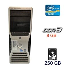 Рабочая станция Dell Precision T3500 Tower / Intel Xeon W3530 (4 (8) ядра по 2.8 - 3.06 GHz) (аналог Core i7-870) / 8 GB DDR3 / 250 GB HDD / nVidia Quadro FX580 512 MB, 128 bit