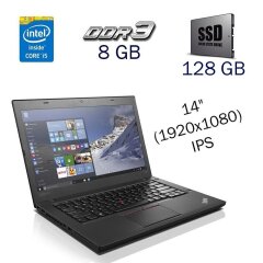 Ультрабук Lenovo ThinkPad T460 / 14" (1920x1080) IPS / Intel Core i5-6200U (2 (4) ядра по 2.3 - 2.8 GHz) / 8 GB DDR3 / 128 GB SSD / Intel HD Graphics 520 / WebCam / Дві АКБ