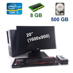 Lenovo ThinkCentre M92p DT / Intel Core i5-3470 (4 ядра по 3.2 - 3.6 GHz) / 8 GB DDR3 / 500 GB HDD / AMD Radeon R5 240, 1 GB GDDR3, 128-bit + Монитор 20" (1600x900) TN