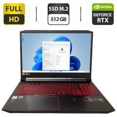 Игровой ноутбук Acer Nitro 5 AN515-55 / 15.6" (1920x1080) IPS / Intel Core i5-10300H (4 (8) ядра по 2.5 - 4.5 GHz) / 16 GB DDR4 / 512 GB SSD M.2 / nVidia GeForce RTX 3050, 4 GB GDDR6, 128-bit / WebCam