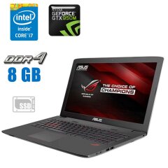 Игровой ноутбук Б-класс Asus ROG GL552V / 15.6" (1920x1080) IPS / Intel Core i7-6700HQ (4 (8) ядра по 2.6 - 3.5 GHz) / 8 GB DDR4 / 1000 GB HDD / nVidia GeForce GTX 950M, 2 GB GDDR5, 128-bit / WebCam