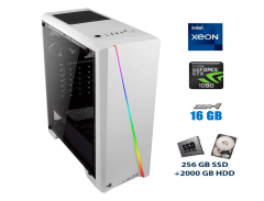 Игровой ПК Б-класс AEROCOOL Cylon White Tower / Intel&reg; Core&trade; Xeon 2666v3 (10 (20) ядра по 2.6 - 3.3 GHz) / 16 GB DDR4 / 256 GB SSD M2 NVME NEW+2000 GB HDD / nVidia GeForce GTX 1080 (8 GB GDDR5 256 bit) / USB 3.0 / 400W
