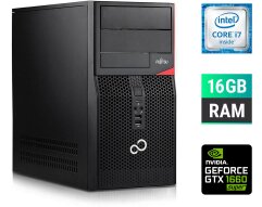 Игровой ПК Fujitsu Tower / Intel Core i7-6700 (4 (8) ядра по 3.4 - 4.0 GHz) / 16 GB DDR4 / 250 GB SSD + 1000 GB HDD / nVidia GeForce GTX 1660 Super, 6 GB GDDR6, 192-bit + Windows 10 в подарок
