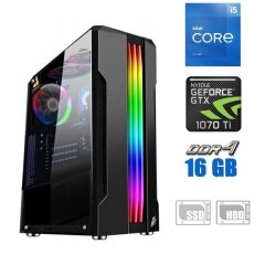 Игровой ПК / Intel Core i5-11400F (6 (12) ядер по 2.6 - 4.4 GHz) / 16 GB DDR4 / 120 GB SSD + 500 GB HDD / nVidia GeForce GTX 1070 Ti, 8 GB GDDR5, 256-bit / 600W