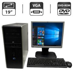 Комплект ПК: HP Compaq dc7900 Tower / Intel 2 Quad Q8200 (4 ядра по 2.33 GHz) / 8 GB DDR2 / 250 GB HDD / Intel Graphics + Монитор HP L1940T / 19" (1280x1024) TN / VGA + Мышка, клавиатура, кабели подключения