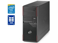 Компьютер Fujitsu Celsius W410 Tower / Intel Core i7-2600 (4 (8) ядра по 3.4 - 3.8 GHz) / 8 GB DDR3 / 128 GB SSD + 1000 GB HDD / Intel HD Graphics 2000 / DVD-RW / Win10