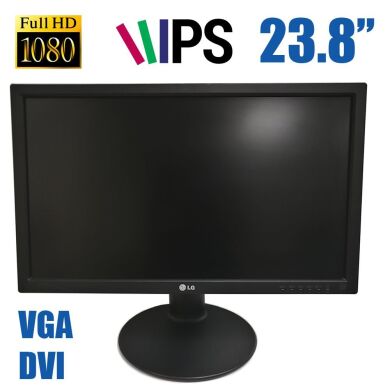 LG 24MB35PM / 23.8" (1920x1080), 16:9, AH-IPS WLED / DVI, VGA / встроенные колонки / проф. нога