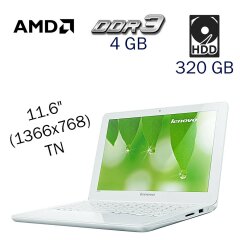 Нетбук Lenovo S206 / 11.6" (1366х768) TN / AMD C-50 (2 ядра по 1.0 GHz) / 4 GB DDR3 / 320 GB HDD / AMD Radeon HD 6250 Graphics / WebCam
