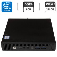 Неттоп HP ProDesk 600 G2 Mini PC USFF / Intel Core i3-6100T (2 (4) ядра по 3.2 GHz) / 8 GB DDR4 / 256 GB SSD M.2 / Intel HD Graphics 530 / DisplayPort + Блок питания