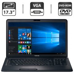 Ноутбук Б-класс Toshiba Satellite C670D / 17.3" (1600x900) TN / AMD E-300 (2 ядра по 1.3 GHz) / 4 GB DDR3 / 500 GB HDD / AMD Radeon HD 6310 Graphics / WebCam / DVD-ROM / VGA