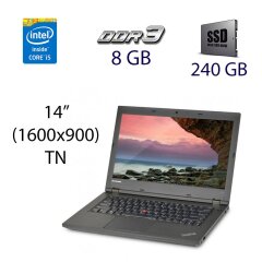 Ноутбук Б класс Lenovo ThinkPad L440 / 14" (1600x900) TN / Intel Core i5-4210M (2 (4) ядра по 2.6 - 3.2 GHz) / 8 GB DDR3 / 240 GB SSD NEW / WebCam / DVD-RW / АКБ держит больше 4-х часов + Беспроводная мышь