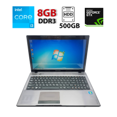 Ноутбук Б-клас Lenovo IdeaPad Z570 / 15.6" (1366x768) TN / Intel Core i3-2328M (2 (4) ядра по 2.2 GHz) / 8 GB DDR3 / 500 GB HDD / nVidia GeForce GT 540M, 1 GB DDR3, 64-bit / WebCam