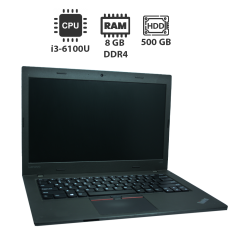 Ноутбук Lenovo ThinkPad L470 / 14" (1366x768) TN / Intel Core i3-6100U (2 (4) ядра по 2.3 GHz) / 8 GB DDR4 / 500 GB HDD / Intel HD Graphics 620 / WebCam