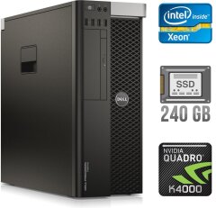 Рабочая станция Dell Precision T3600 Tower / Intel Xeon E5-1620 (4 (8) ядра по 3.6 - 3.8 GHz) / 16 GB DDR3 ECC / 240 GB SSD / nVidia Quadro K4000, 3 GB GDDR5, 192-bit / 635W / DVD-ROM / DVI / DisplayPort