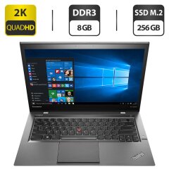Ультрабук Б-клас Lenovo ThinkPad X1 Carbon (3rd Gen) / 14" (2560x1440) IPS / Intel Core i7-5600U (2 (4) ядра по 2.6 - 3.2 GHz) / 8 GB DDR3 / 256 GB SSD M.2 NEW / Intel HD Graphics 5500 / WebCam / HDMI + Бездротова мишка