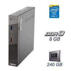 Неттоп Lenovo M83/M93 Tiny / Intel Core i7-4765T (4 (8) ядра по 2.0 - 3.0 GHz) / 8 GB DDR3 / 240 GB SSD / Wi-Fi / Блок живлення у комплекті