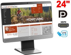 Монитор HP EliteDisplay S240ml / 24" (1920x1080) IPS / 1x HDMI, 1x DP, 1x VGA, 2x Audio, 3x USB 3.0, 2x 2W / WebCam / VESA 100x100 