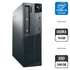 Комп'ютер Lenovo ThinkCentre M82 SFF / Intel Core i5-3470 (4 ядра по 3.2 - 3.6 GHz) / 16 GB DDR3 / 240 GB SSD / Intel HD Graphics 2500 / DVD-ROM