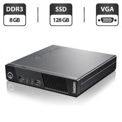 Неттоп Lenovo ThinkCentre M93p Tiny USFF / Intel Core i5-4570T (2 (4) ядра по 2.9 - 3.6 GHz) / 8 GB DDR3 / 128 GB SSD / Intel HD Graphics 4600 / Блок питания