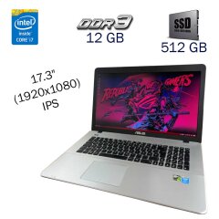 Ігровий ноутбук Asus X751LX / 17.3" (1920x1080) IPS / Intel Core i7-5500U (2 (4) ядра по 2.4 - 3.0 GHz) / 12 GB DDR3 / 512 GB SSD Samsung / nVidia GeForce GTX 950M, 2 GB GDDR5, 128-bit / WebCam / Windows 10 PRO Lic