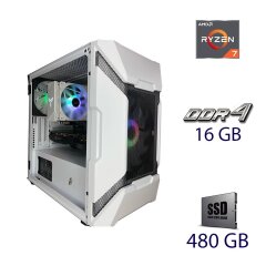 Игровой ПК 2E Gaming Clarus GM5 Tower / AMD Ryzen 7 1700 (8 (16) ядер по 3.0 - 3.7 GHz) / 16 GB DDR4 / 480 GB SSD / AMD Gigabyte RX 570 GAMING, 4 GB GDDR5, 256-bit / 600W