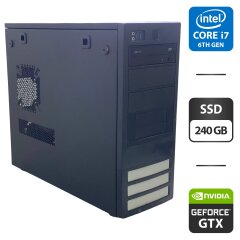Игровой ПК Asus Q170M-C Tower / Intel Core i7-6700 (4 (8) ядра по 3.4 - 4.0 GHz) / 16 GB DDR4 / 240 GB SSD / nVidia GeForce GTX 1060, 3 GB GDDR5, 192-bit / DVD-ROM