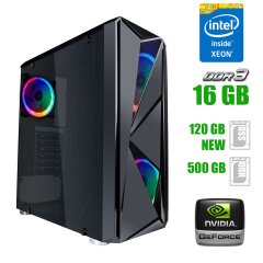 Игровой ПК MSI 1stPlayer FireRose Black Tower NEW / Intel Xeon E3-1225 v3 (4 ядра по 3.2 - 3.6 GHz) (аналог Intel Core i5-4570) / 16 GB DDR3 (2x 8 GB) / 120 GB SSD NEW + 500 GB HDD / nVidia GeForce GT 630, 2GB DDR3, 128-bit