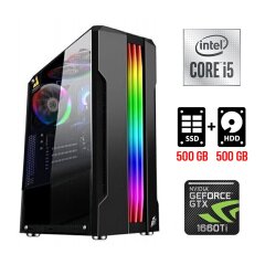 Игровой ПК Tower / Intel Core i5-10400F (6 (12) ядер по 2.9 - 4.3 GHz) / 16 GB DDR4 / 500 GB SSD + 500 GB HDD / nVidia GeForce GTX 1660 Ti, 6 GB GDDR6, 192-bit