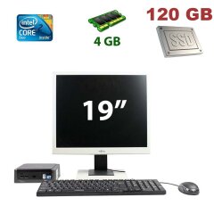Комплект Fujitsu Q5030 USFF / Intel Core 2 Duo T5670 (2 ядра по 1.8 GHz) / 4 GB DDR2 / 120 GB SSD + Монітор 19" 3:4