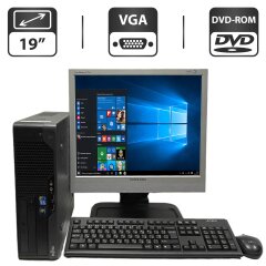 Комплект ПК: Fujitsu Esprimo E9900 E-Star5 SFF / Intel Core i5-650 (2 (4) ядра по 3.2 - 3.46 GHz) / 8 GB DDR3 / 320 GB HDD / Intel HD Graphics + Монитор Б-класс Samsung SyncMaster 913TM / 19" (1280x1024) TN / VGA, DVI + Кабели, клавиатура и мышка