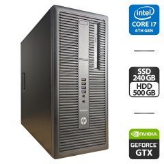 Комп'ютер HP EliteDesk 800 G2 Tower / Intel Core i7-6700 (4 (8) ядра по 3.4 - 4.0 GHz) / 16 GB DDR4 / 240 GB SSD + 500 GB HDD / nVidia GeForce GTX 750, 1 GB GDDR5, 128-bit / DVD-ROM / HDMI
