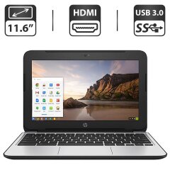 Нетбук Б-клас HP ChromeBook 11 G5 EE / 11.6" (1366x768) SVA / Intel Celeron N3060 (2 ядра по 1.6 - 2.48 GHz) / 4 GB DDR3 / 16 GB eMMC / Intel HD Graphics / WebCam / HDMI / Chrome OS